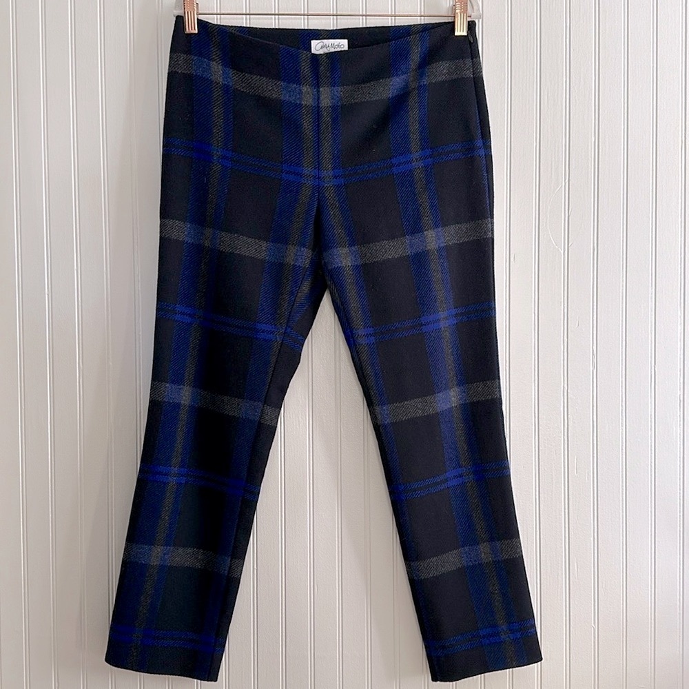 Amy Matto New York Plaid Side Zip Straight Leg Pants
